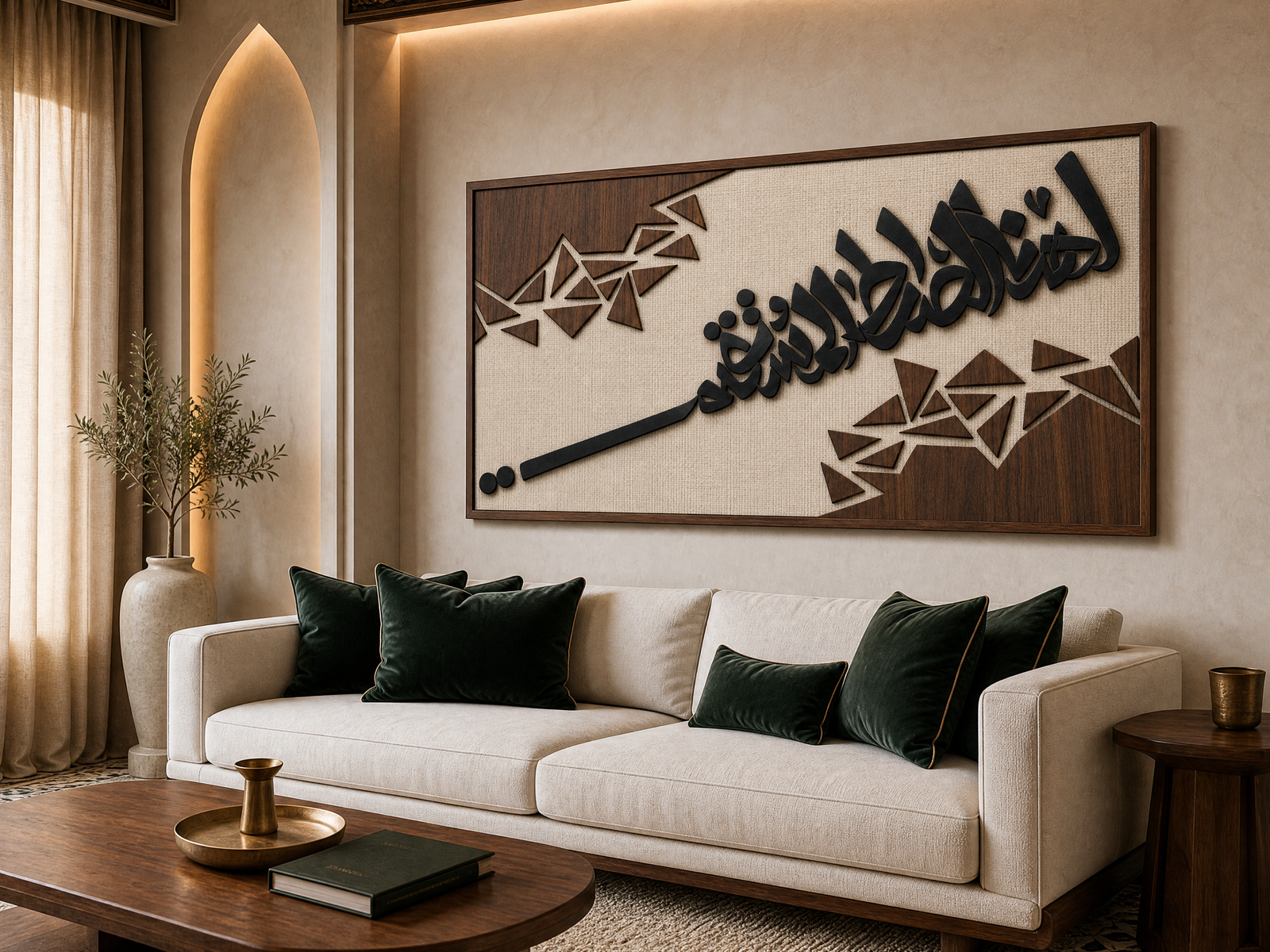 تابلو Noraliza مركب فوق كنبة في صالون مغربي فاخر